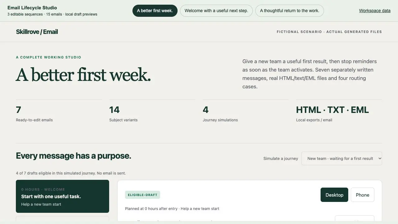 Email Lifecycle Studio result preview