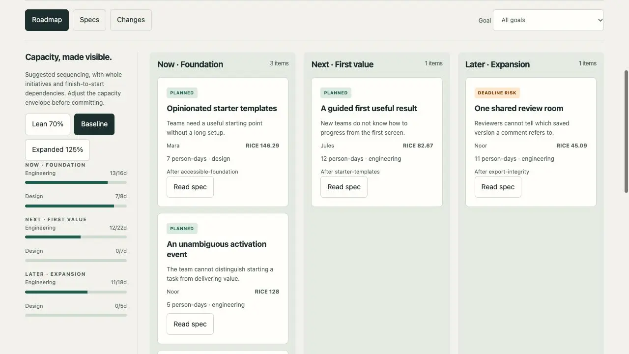 Product Roadmap Studio result preview