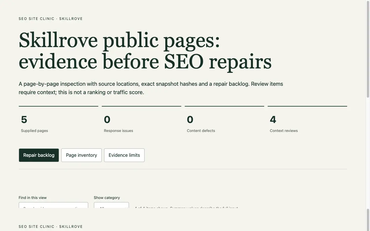 SEO Site Clinic result preview