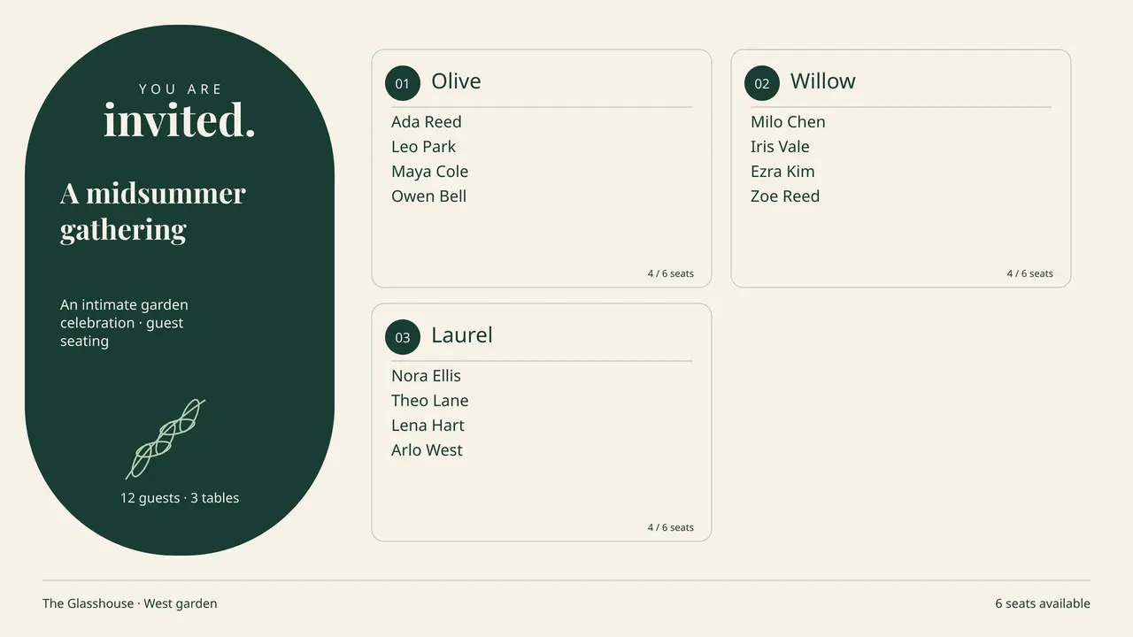 Seating Plan result preview