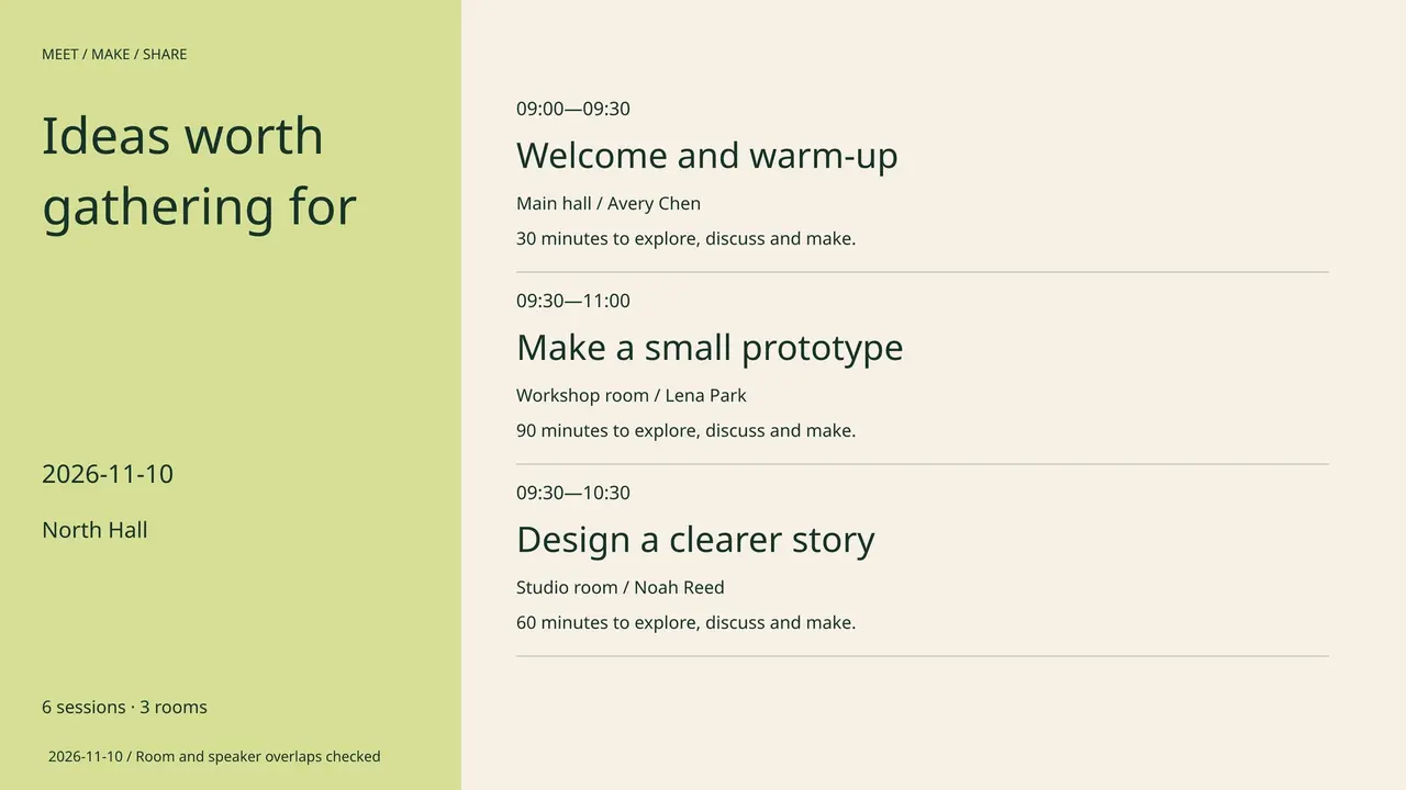 Workshop Agenda result preview
