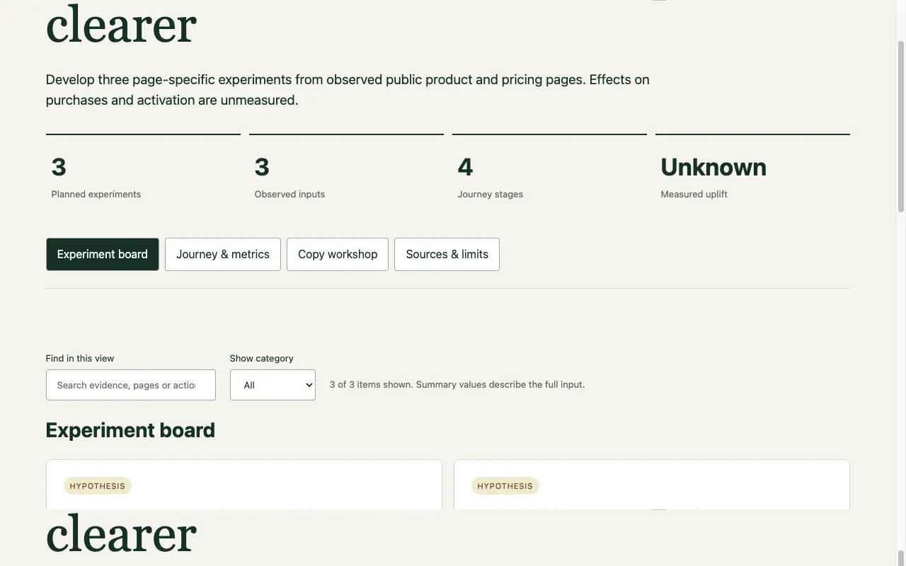 Conversion Experiment Lab result preview