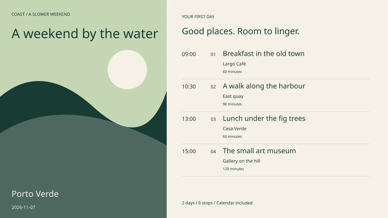 Trip Itinerary result preview